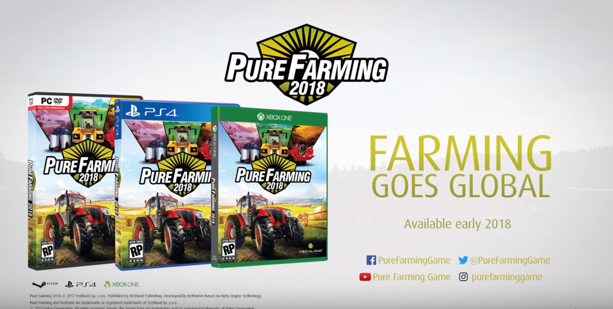 pure farming 2018 header on trailer